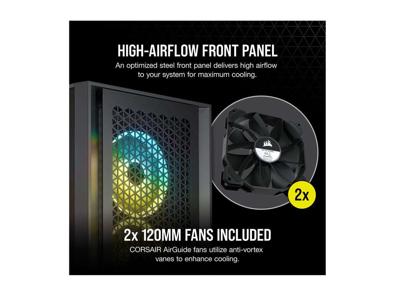 CORSAIR 4000D AIRFLOW Tempered Glass Mid-Tower ATX Case with ATX - RM750e Power Supply installed, Black