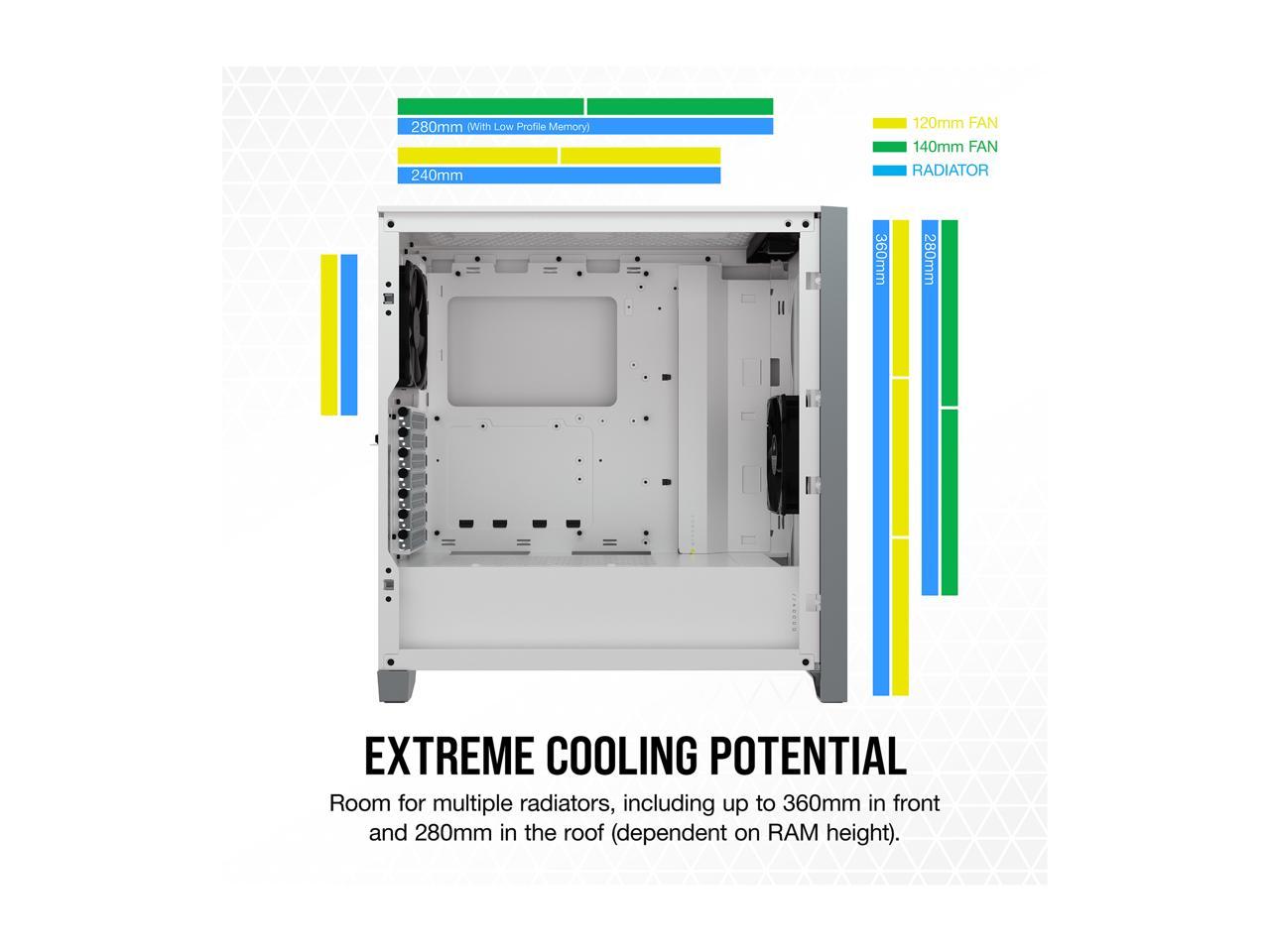 Corsair 4000D Airflow CC-9011201-WW White Steel / Plastic / Tempered Glass ATX Mid Tower Computer Case