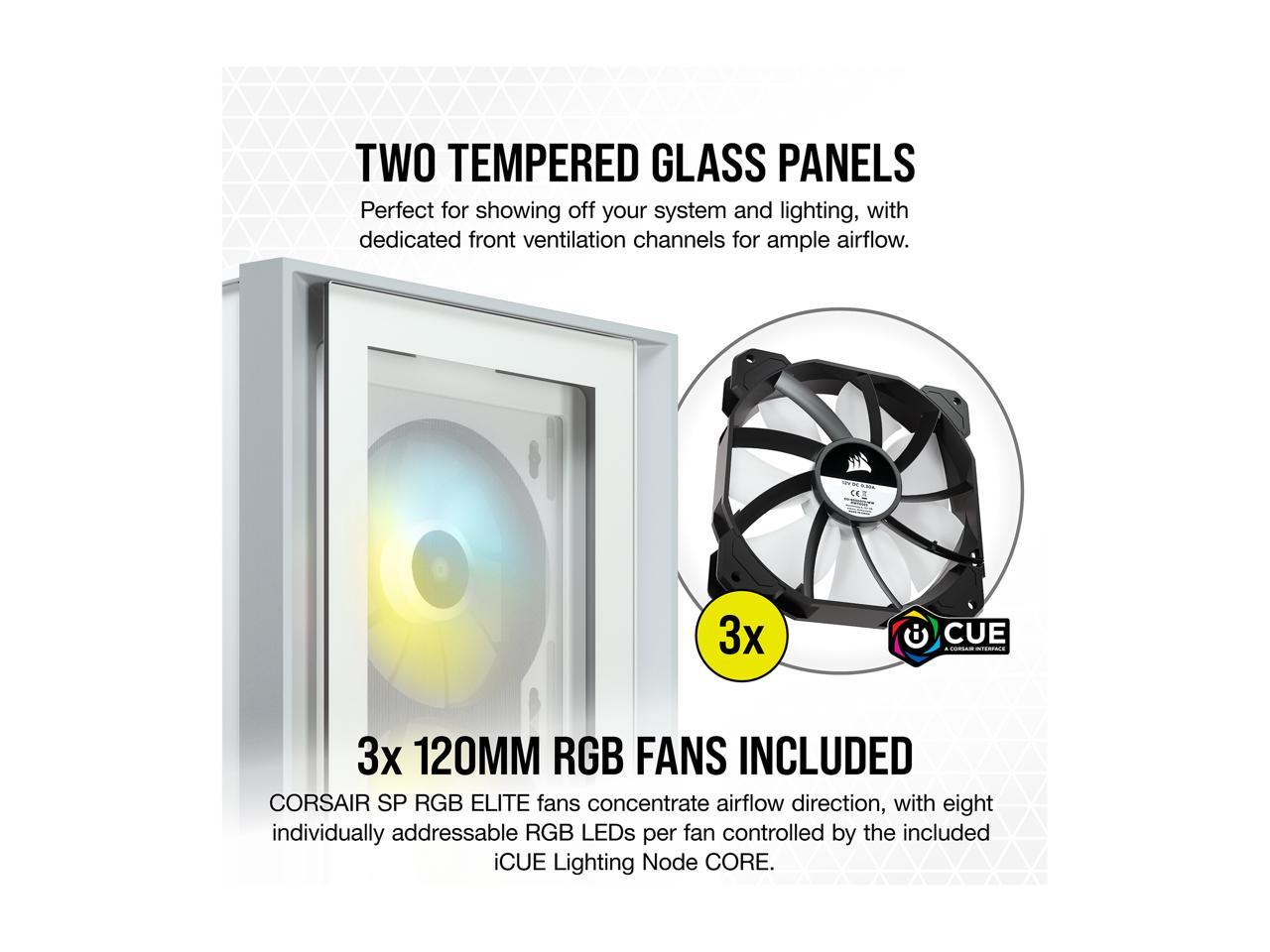 Corsair iCUE 4000X RGB CC-9011205-WW White Steel / Plastic / Tempered Glass ATX Mid Tower Computer Case