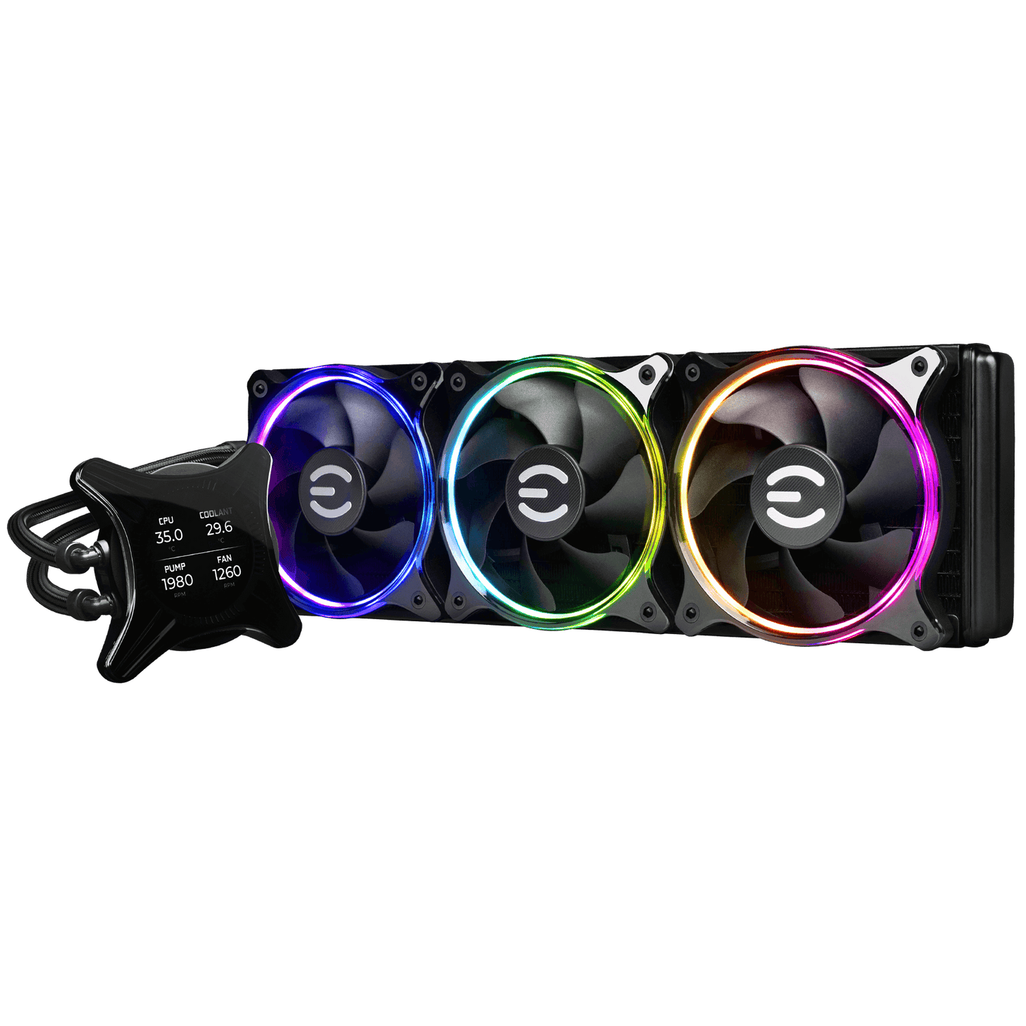 EVGA CLCx 360mm All-In-One LCD CPU Liquid Cooler, 3x 120mm PWM ARGB Fans, Intel, AMD, 5 YR Warranty Model 400-HY-CX36-V1