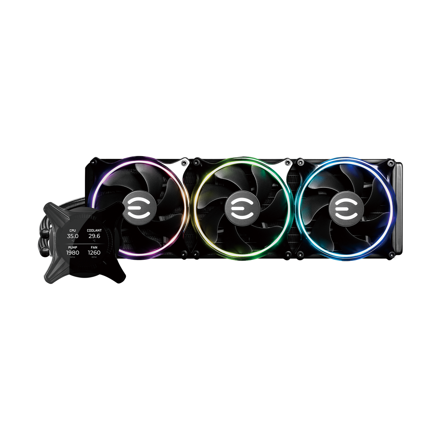 EVGA CLCx 360mm All-In-One LCD CPU Liquid Cooler, 3x 120mm PWM ARGB Fans, Intel, AMD, 5 YR Warranty Model 400-HY-CX36-V1