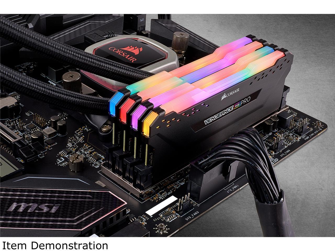 CORSAIR Vengeance RGB Pro 32GB (4 x 8GB) 288-Pin DDR4 DRAM DDR4 3200 (PC4 25600) Desktop Memory Model CMW32GX4M4C3200C16