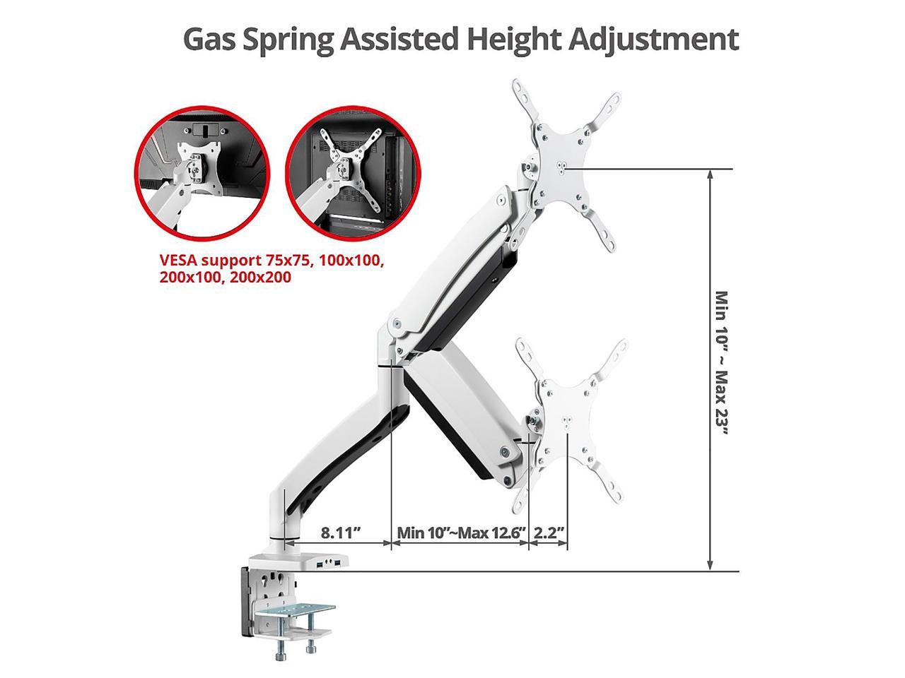 SIIG CE-MT3H11-S1 Single Monitor Gas Spring Aluminum Desk Monitor Arm with USB and Audio Ports