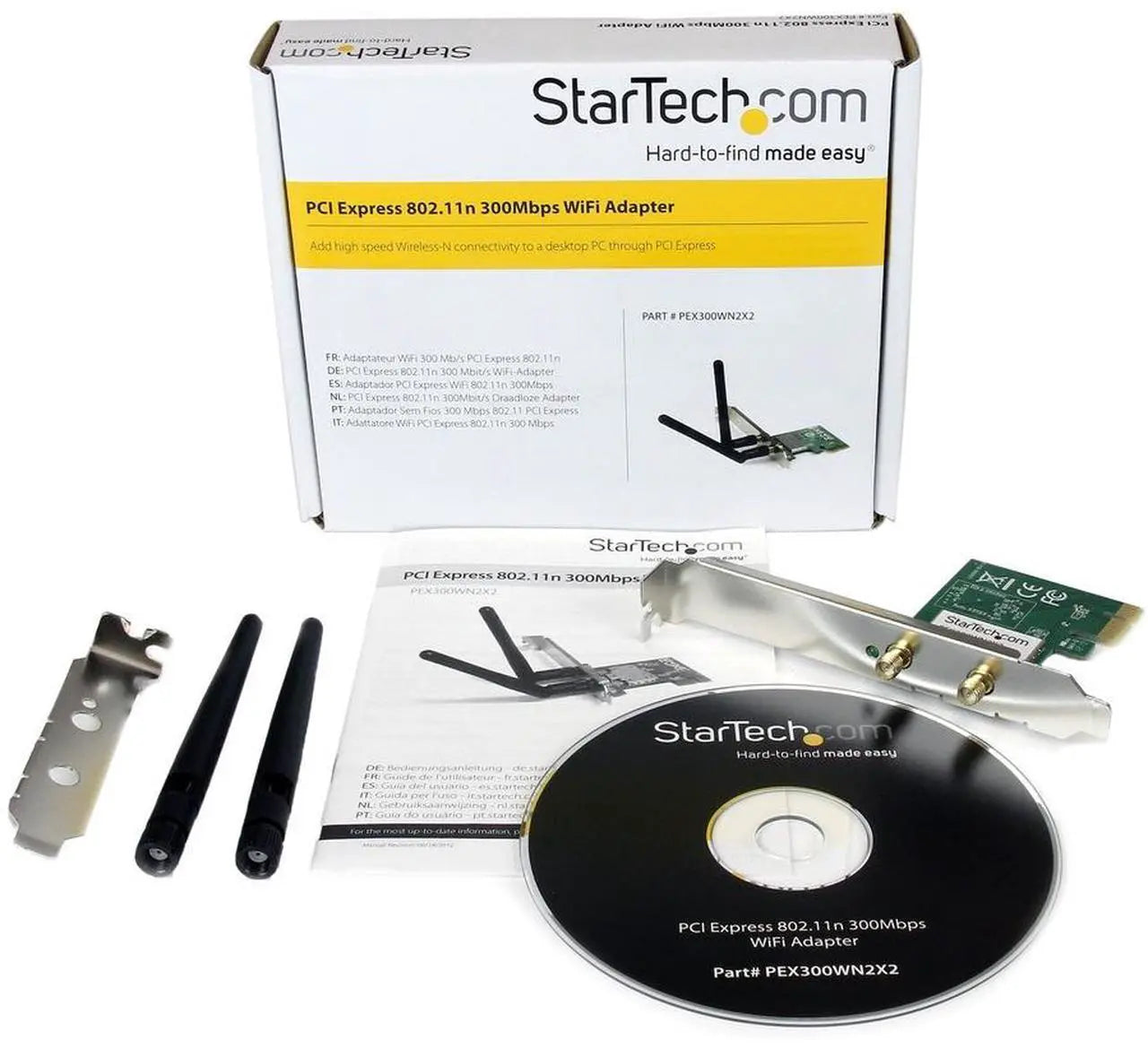 StarTech.com PCI Express Wireless N Adapter - 300 Mbps PCIe 802.11 b/g/n Network Adapter Card - 2T2R 2.2 dBi - Model PEX300WN2X2