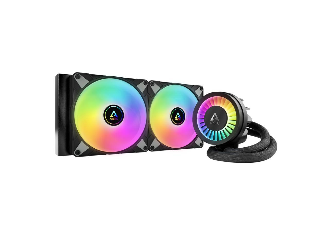 ARCTIC COOLING Liquid Freezer III - 280 A-RGB (Black): All-in-One CPU Water Cooler with 280mm radiator and 2x P14 PWM PST A-RGB fan, compatible Intel LGA1700, 1851 and AMD AM4, AM5 - Black color