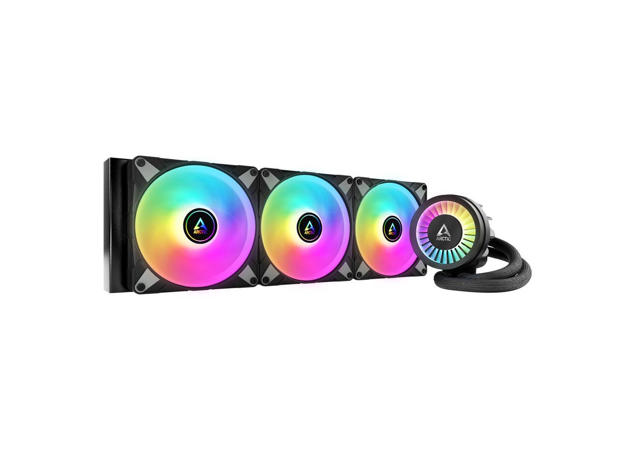 ARCTIC COOLING Liquid Freezer III - 420 A-RGB (Black): All-in-One CPU Water Cooler with 420mm radiator and 3x P14 PWM PST A-RGB fan, compatible Intel LGA1700, 1851 and AMD AM4, AM5 - Black color