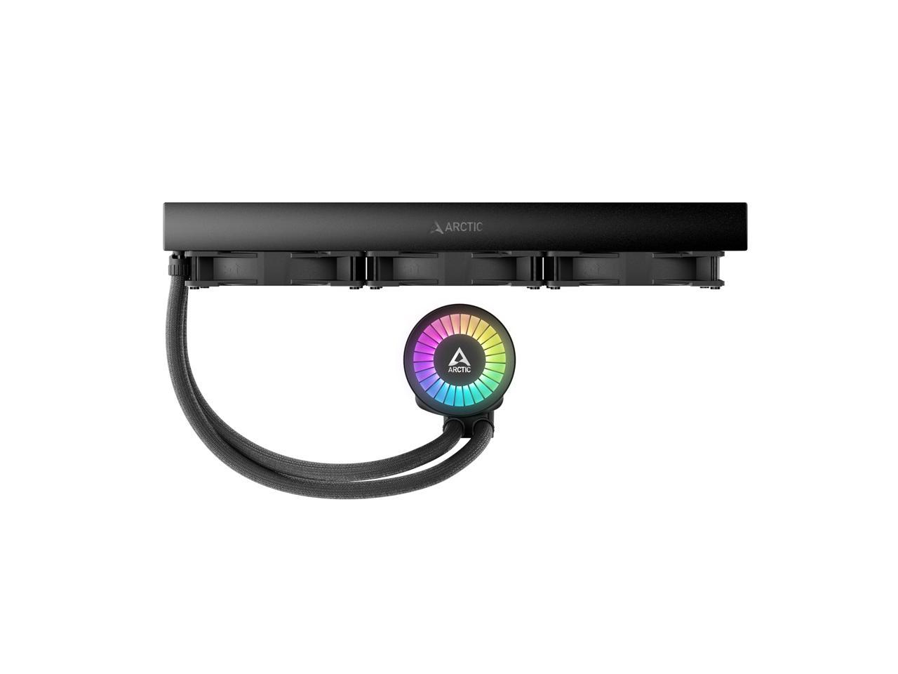 ARCTIC COOLING Liquid Freezer III - 420 A-RGB (Black): All-in-One CPU Water Cooler with 420mm radiator and 3x P14 PWM PST A-RGB fan, compatible Intel LGA1700, 1851 and AMD AM4, AM5 - Black color