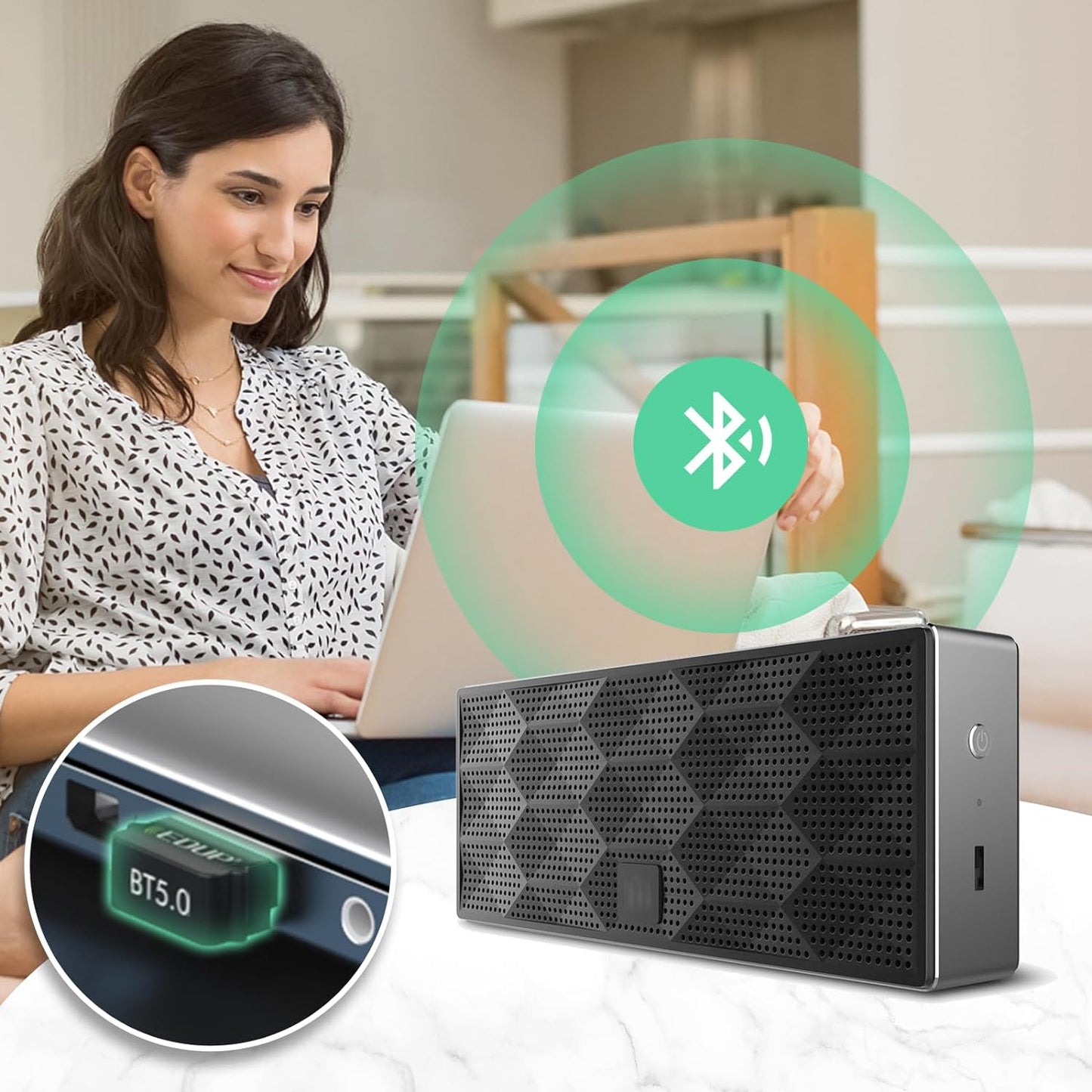 EDUP Mini USB Bluetooth 5.0 Adapter for PC, USB 2.0 Bluetooth EDR Dongle for Desktop/PC/Laptop, 66ft/20M Transmission Range, BT 5.0 Adapter Support Windows 10/8.1/8 /7 (Need Installed Driver) EP-B3519