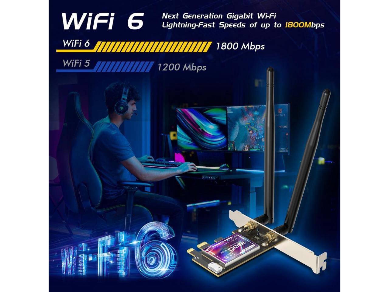 EDUP WIFI6 PCI-E CARD BT5.2 DUAL BAND USB 2.0 PCI-E 1800MBPS WIRELESS WIFI NETWORK ADAPTER CARD