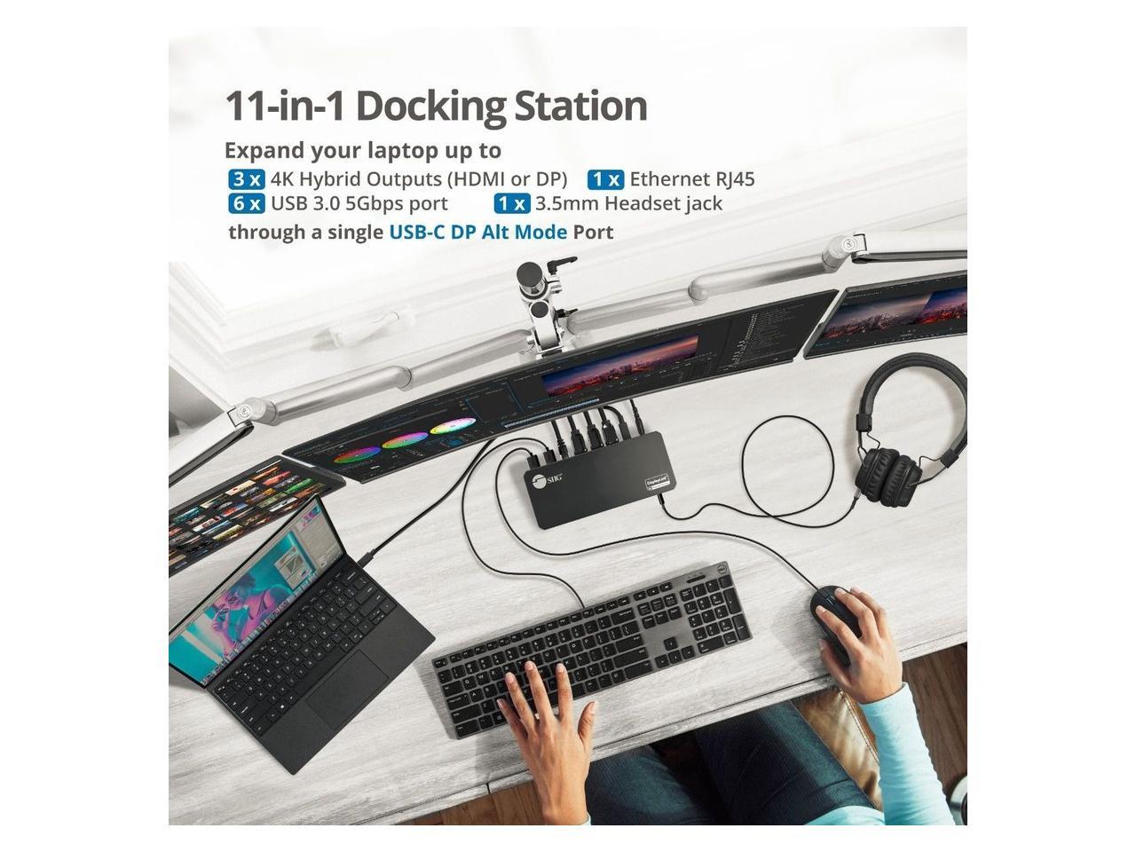SIIG AC JUDK0J11S1 Universal Hybrid Triple 4K Video Docking Station w PD30