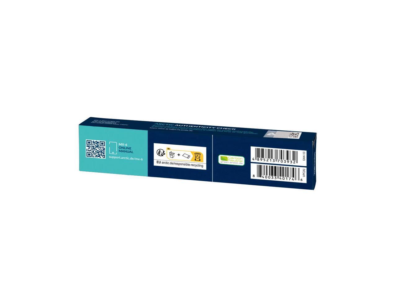 Arctic ACTCP00081A MX-6 (8 g) Thermal Compound Paste for CPU, Consoles, Graphics Cards, laptops, Very high Thermal Conductivity, Long Durability