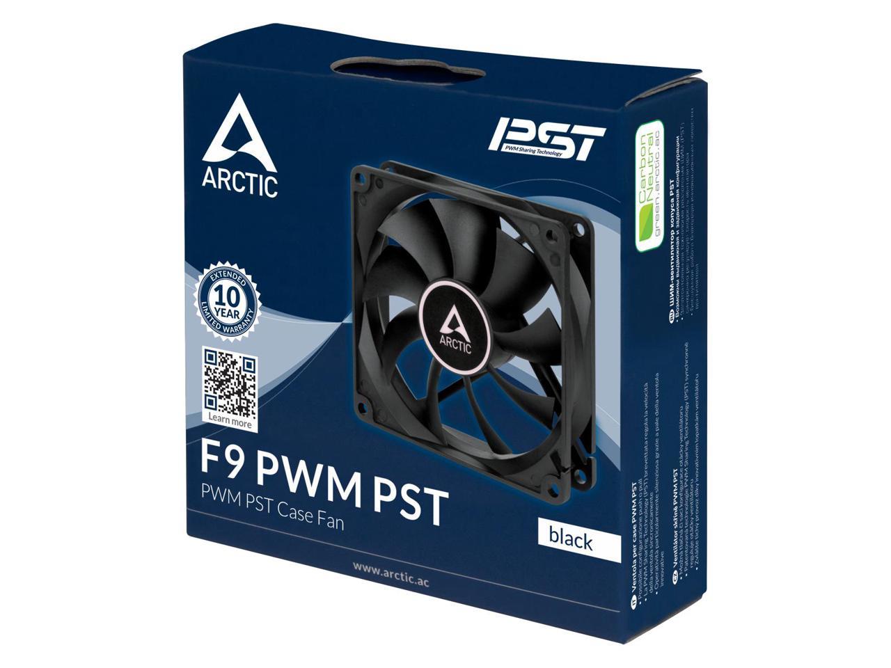 ARCTIC F9 PWM PST 92mm Black Blade Black Frame Case Fan