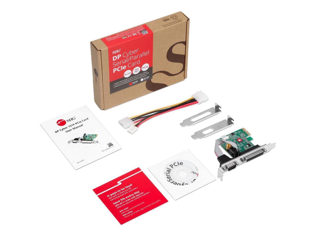 SIIG Single Serial Port/RS-232 and Single Parallel Port PCIe Card JJ-E20311-S1