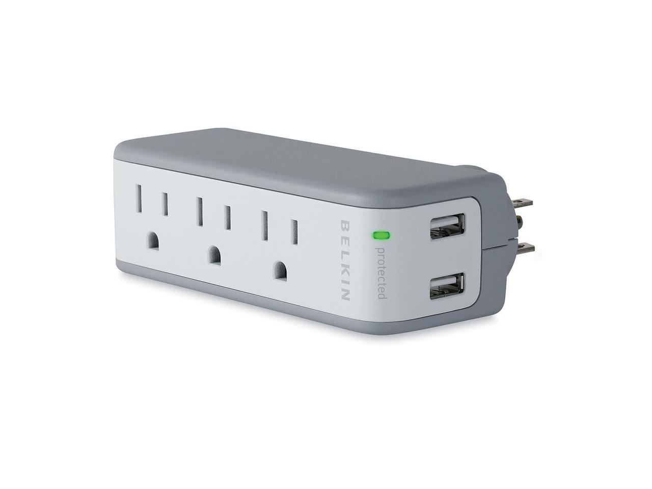 BELKIN BZ103050-TVL Wall Mount 3 Outlets Mini Surge Protctor With USB Charger