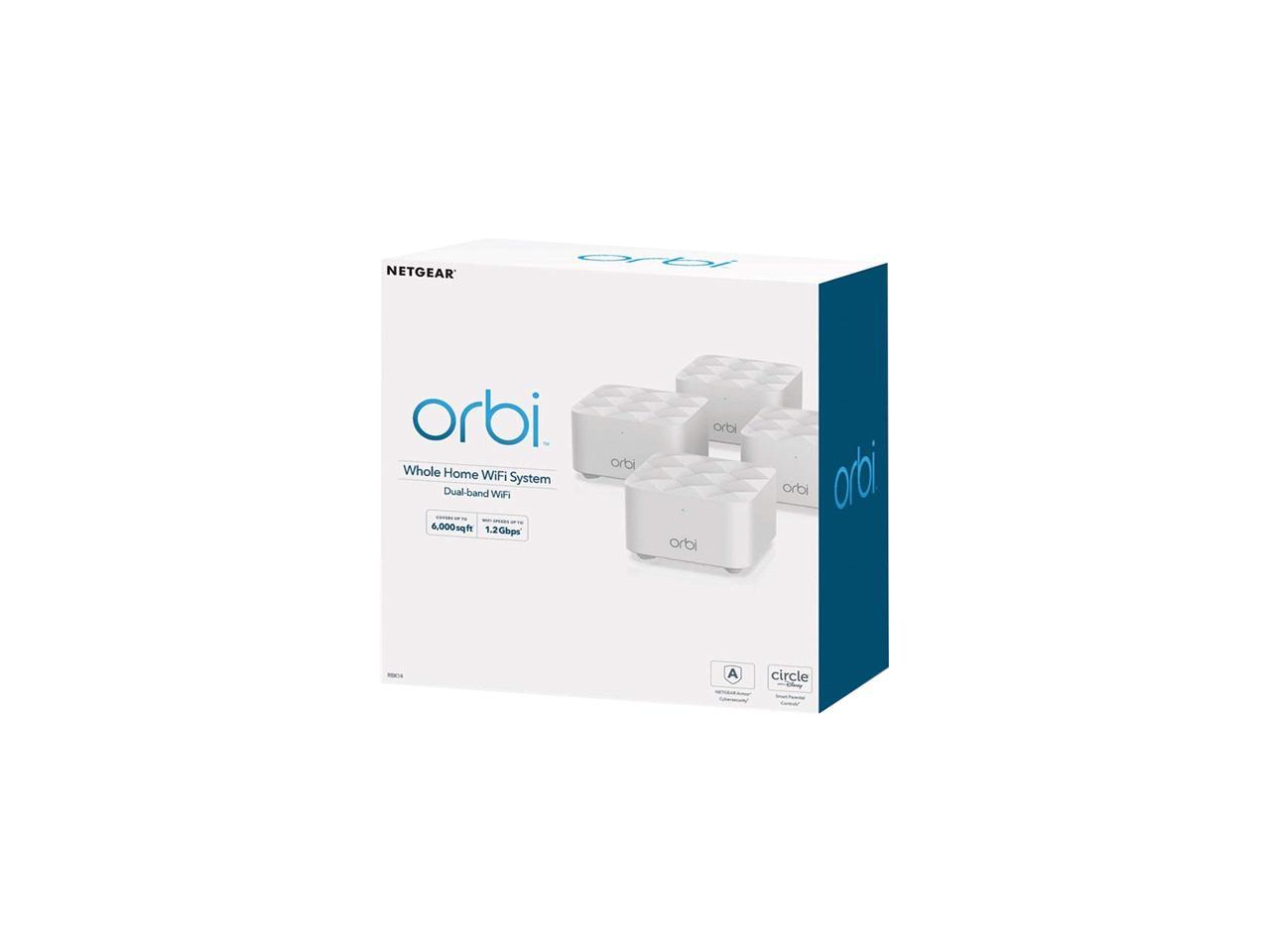 NETGEAR Orbi RBK14-100NAS Whole Home Mesh WiFi System - up to 1.2Gbps high-Performance WiFi with up to 6,000 Square feet of Coverage. Expand Your Home's WiFi Coverage to Eliminate WiFi Dead Zones