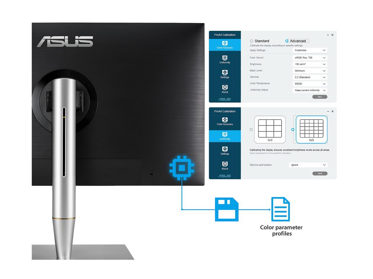 ASUS ProArt PA32UC 32" Ultra HD 3840 x 2160 4K Resolution 2x Thunderbolt 3 DisplayPort 4x HDMI HDR-10 Asus Eye Care Technology Flicker-Free Low Blue Light Built-in Speakers LED Backlit ProArt Monitor