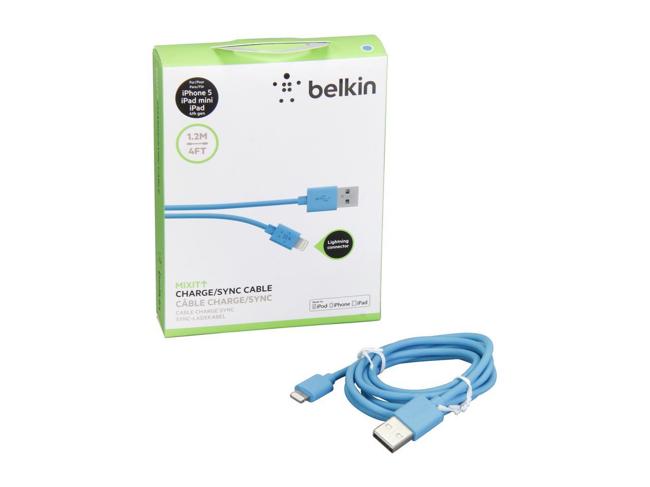 Belkin Lightning to USB ChargeSync Cable 4' - Blue F8J023bt04-BLU