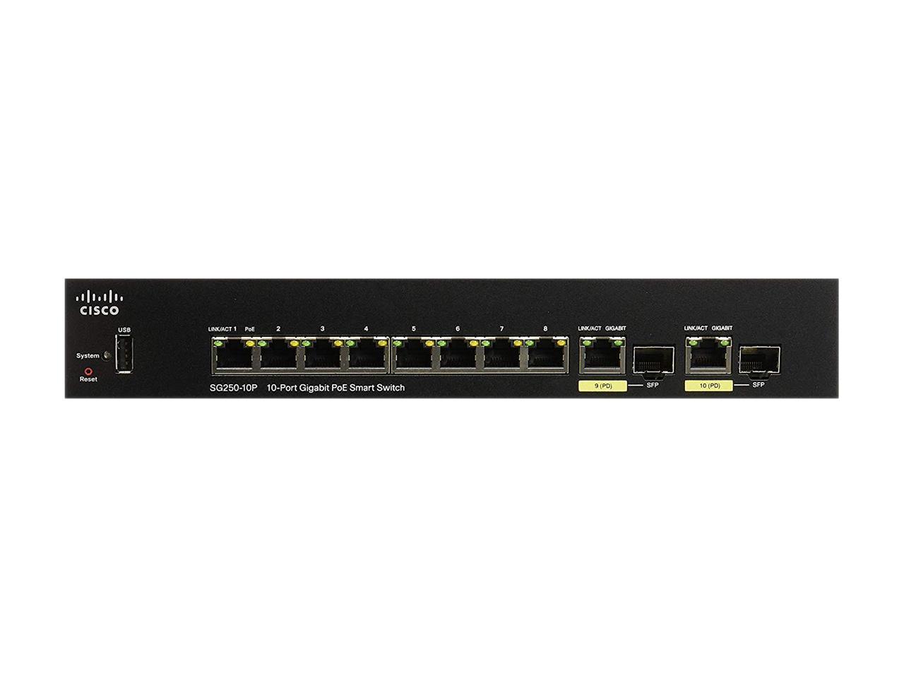 Cisco SG250-10P 10-Port Gigabit PoE Smart Switch
