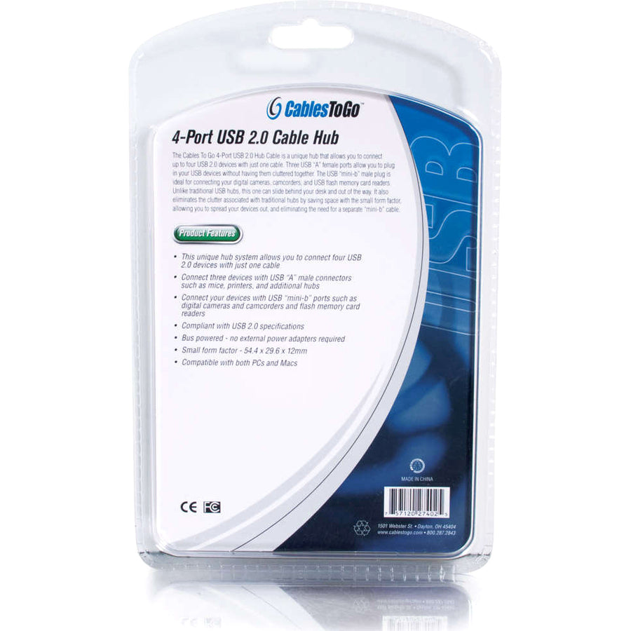 C2G 11in 4-Port USB 2.0 Hub Cable
