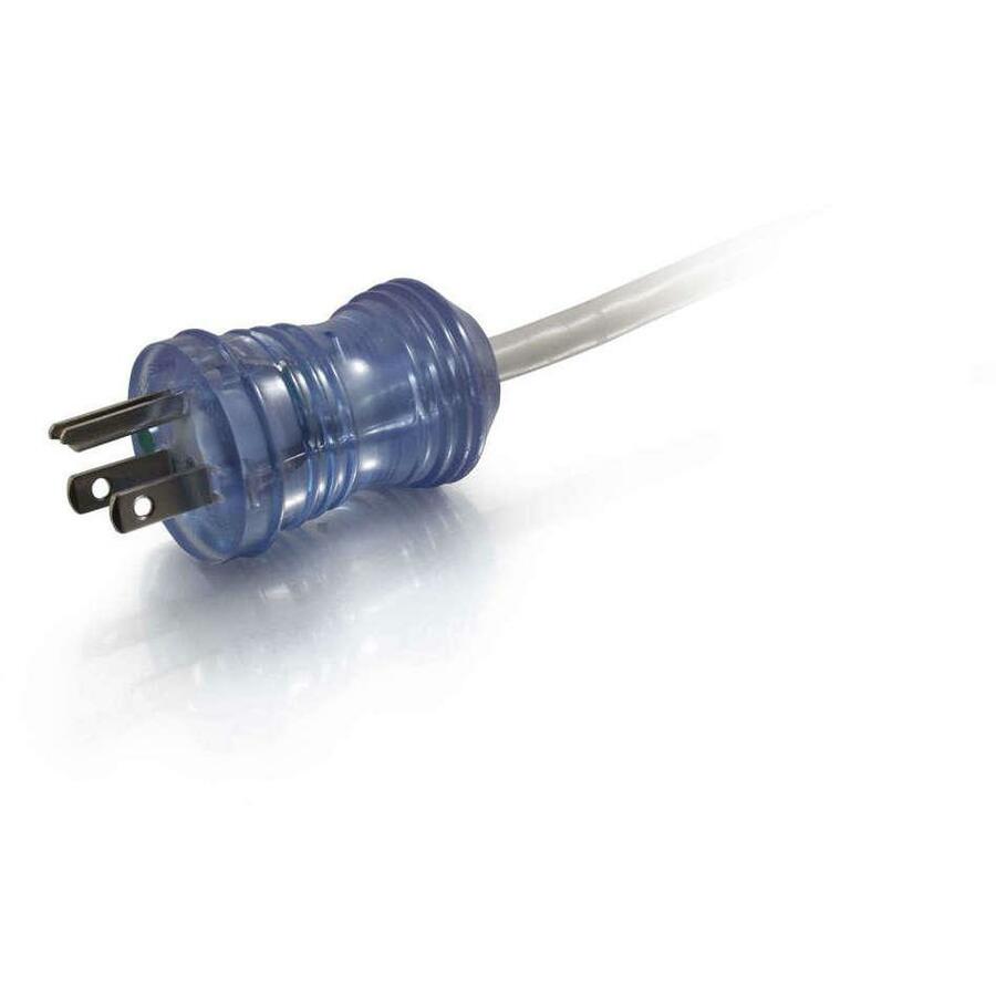 C2G 10ft 16 AWG Hospital Grade Power Cord (NEMA 5-15P to IEC320C13) - Gray with Clear Connectors