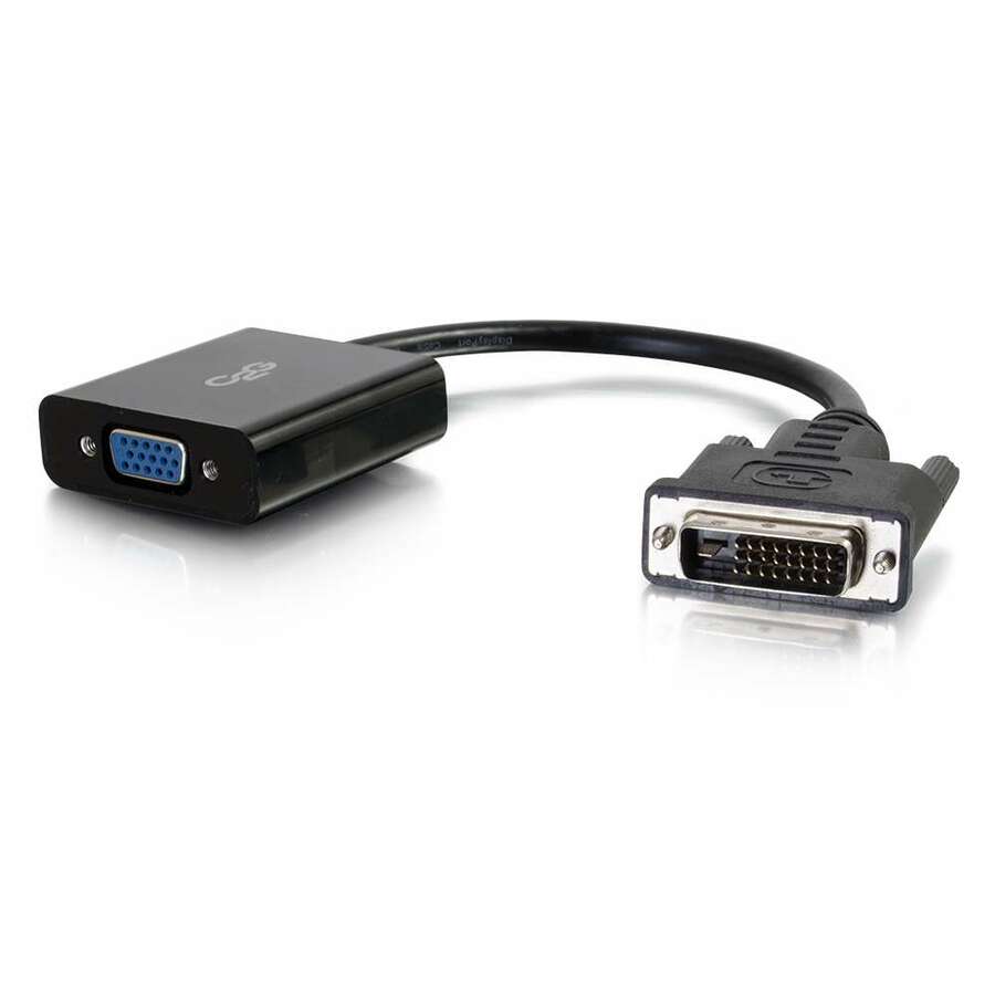 C2G DVI to VGA Adapter Converter - DVI-D/Micro-USB/VGA for Video Device, Projector, Monitor - 1 x Type A Female Micro USB, DVI-D (Dual-Link) Male Digital Video - 1 x HD-15 Female VGA - Shielding - Black