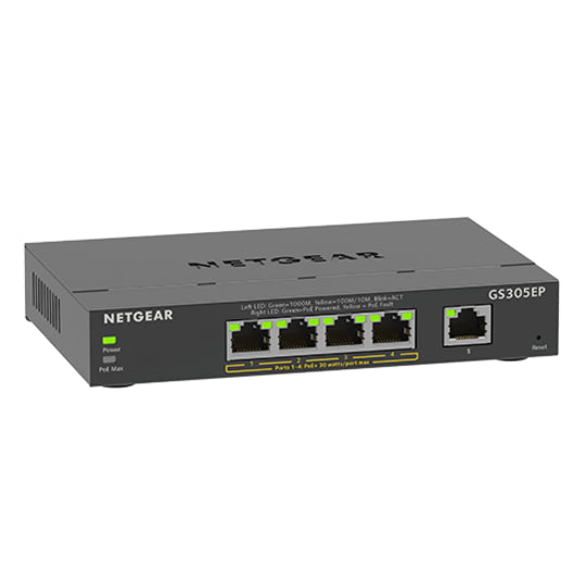 Netgear 5-Port Gigabit Ethernet SOHO Smart Managed Plus PoE Switch with 4-Port PoE+