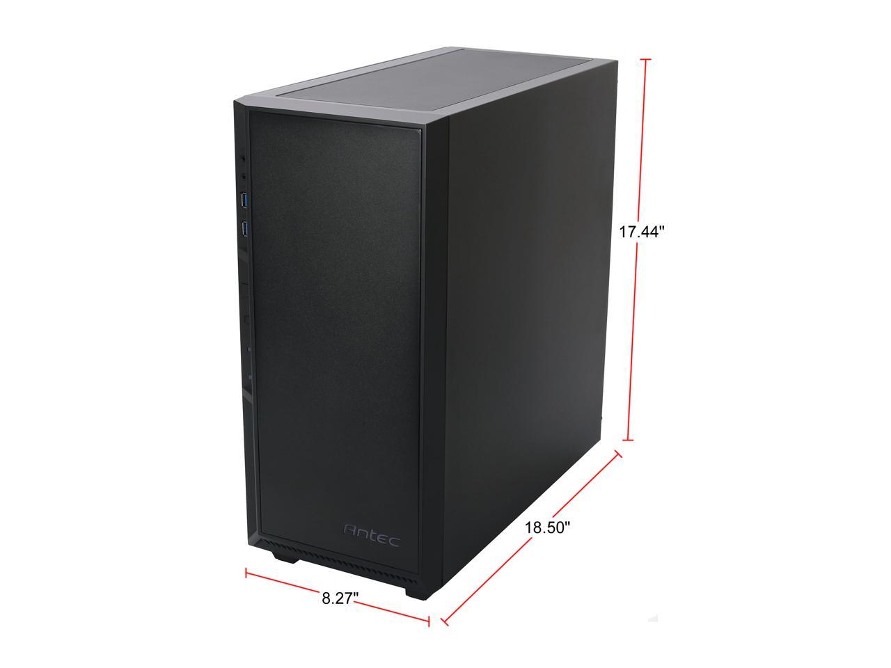 Antec Performance Series P8 Black Steel /4mm Tempered Glass Side Panel, ATX Mid Tower Computer Case, 3 White LED Fans Pre-installed, USB3.0