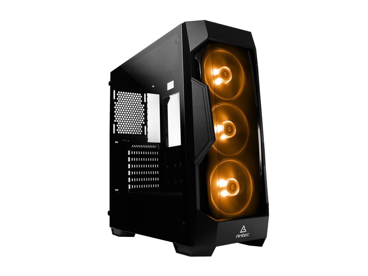 Antec Dark Fleet Series DF500 RGB, RGB Lighting, Black Steel / Plastic / 4mm Tempered Glass ATX Mid Tower Computer Case, 3x120mm RGB Fans Included, Integrated RGB Hub, USB 3.0