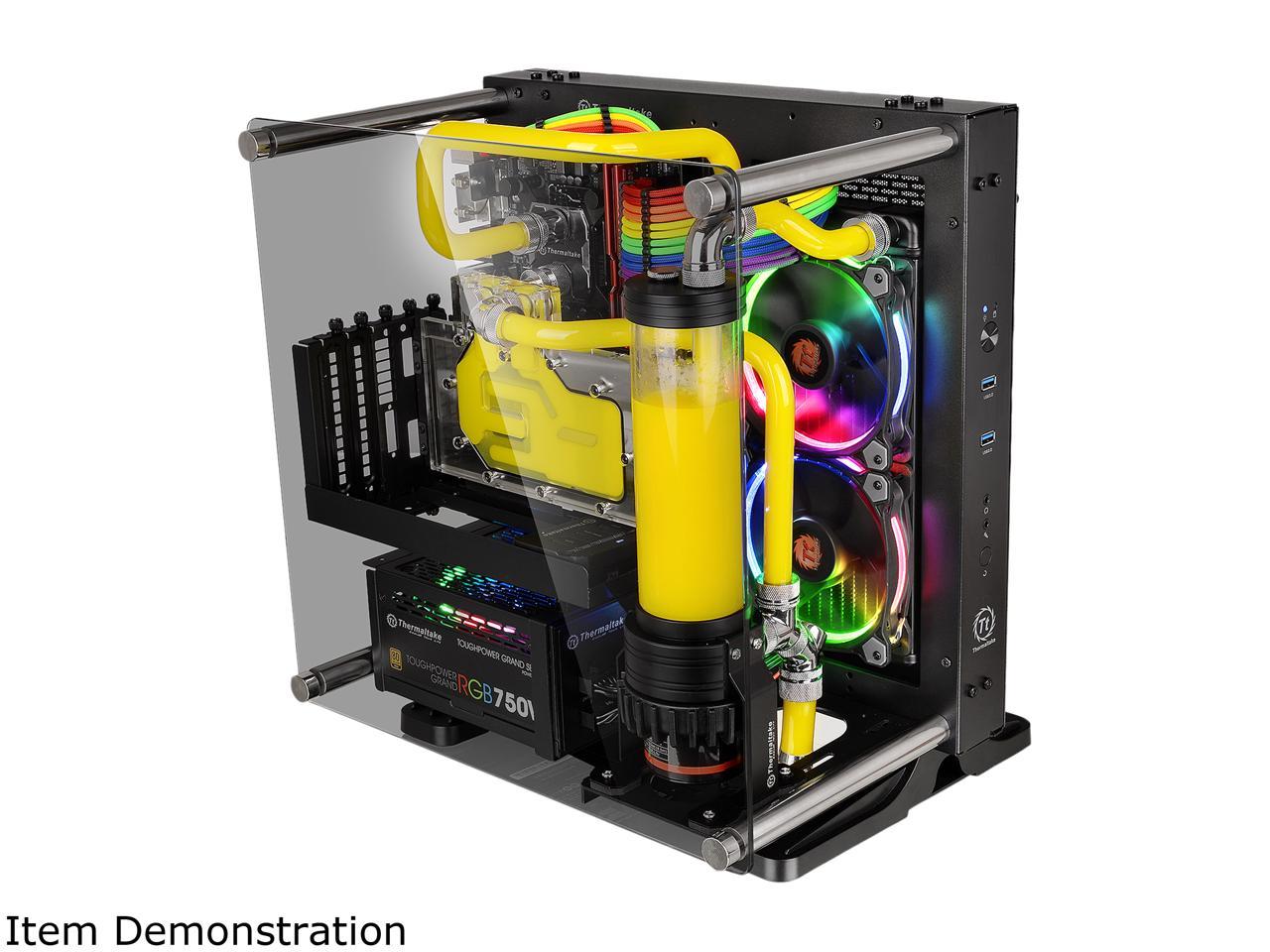 Thermaltake Core P1 Tempered Glass mini ITX Panoramic Viewing Tt LCS Certified Wall Mount Gaming Computer Case CA-1H9-00T1WN-00