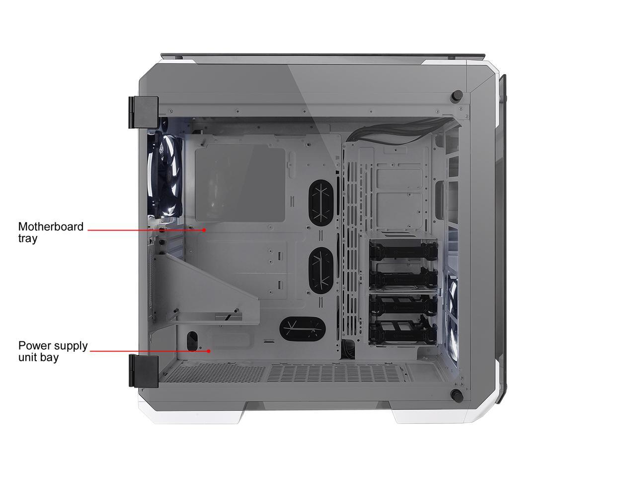 Thermaltake View 71 Tempered Glass Snow Edition 4-Sided Tempered Glass E-ATX Vertical GPU Modular Gaming Full Tower Computer Case CA-1I7-00F6WN-00