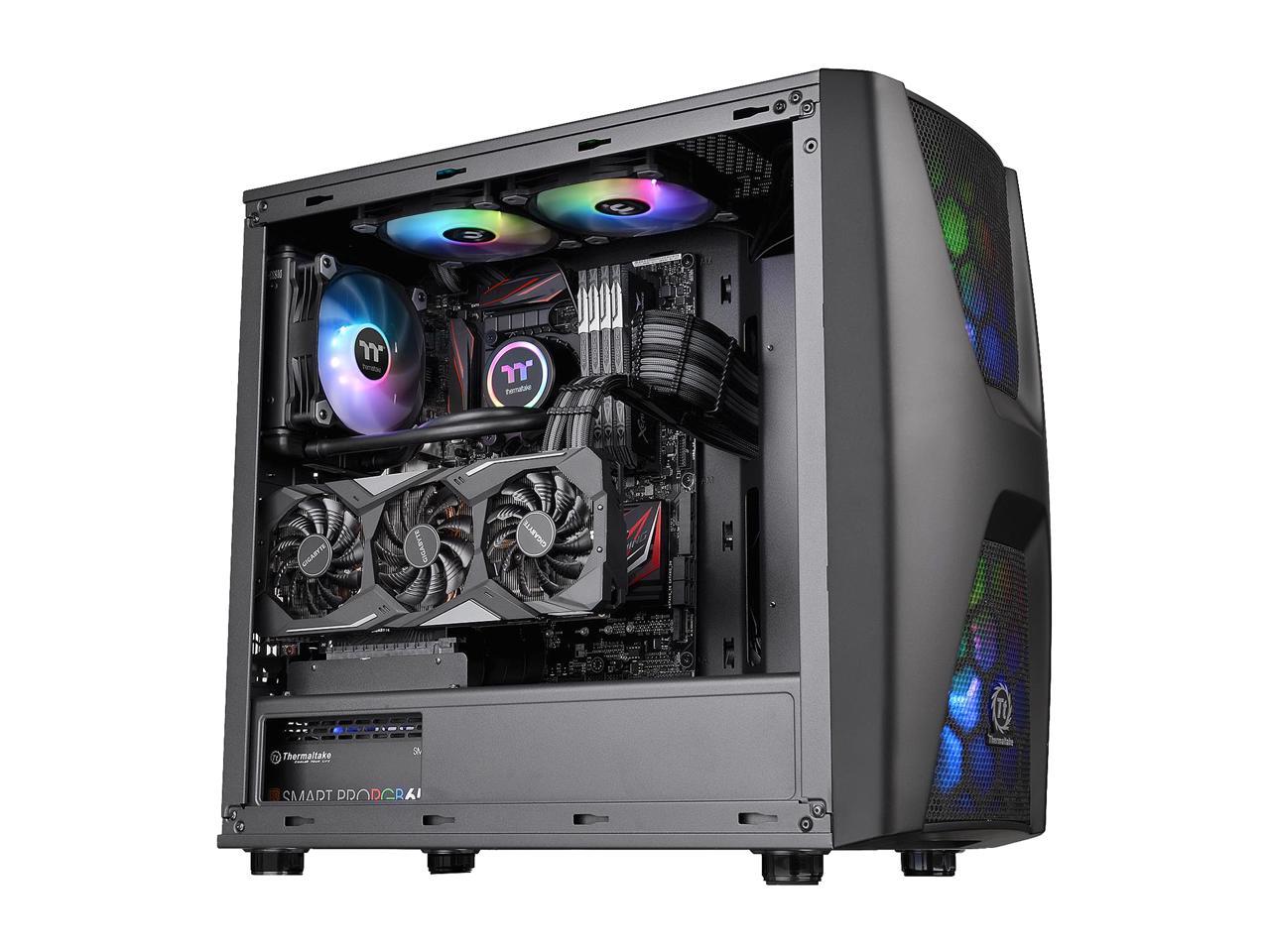 Thermaltake Commander C34 Motherboard Sync ARGB ATX Mid Tower Computer Chassis with 2x 200mm ARGB 5V Motherboard Sync RGB Front Fans + 1x 120mm Rear Black Fan Pre-installed CA-1N5-00M1WN-00