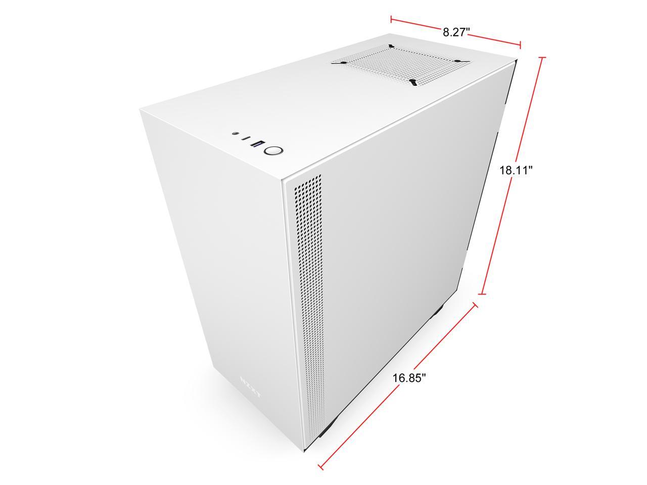 NZXT H510 - Compact ATX Mid-Tower PC Gaming Case - Front I/O USB Type-C Port - Tempered Glass Side Panel - Cable Management System - Water-Cooling Ready - Steel Construction - White/Black, CA-H510B-W1