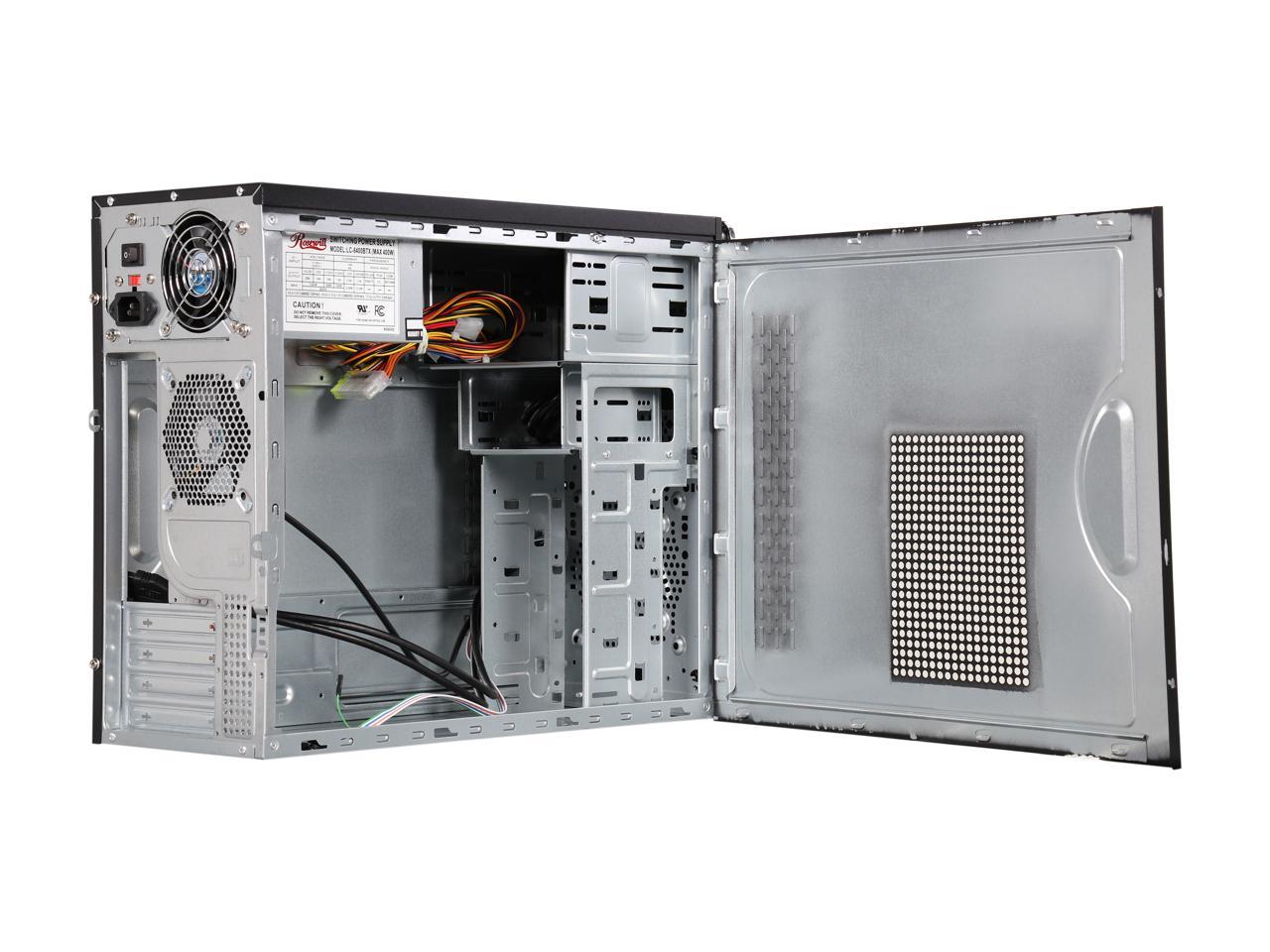 ROSEWILL, Aesthetic Finish, 90mm Fan pre-installed, Mini Tower Computer Case with 400W Power Supply - R521-M