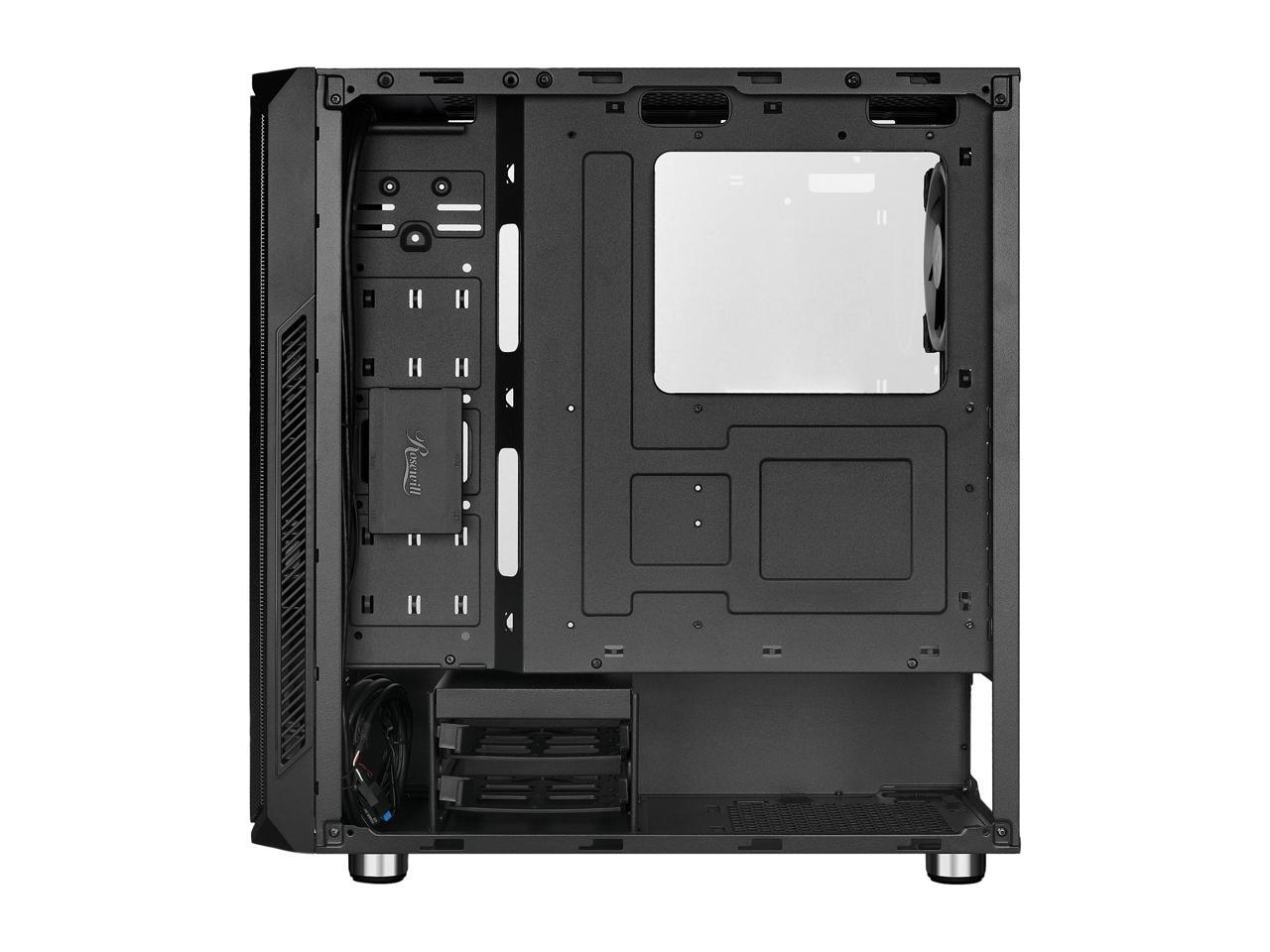 Rosewill ATX Mid Tower Gaming PC Computer Case with Dual Ring RGB LED Fans, 360mm & 240mm Liquid Cooling Radiator Support, Tempered Glass/Steel, Front Mesh Panel, USB 3.0 - SPECTRA D100