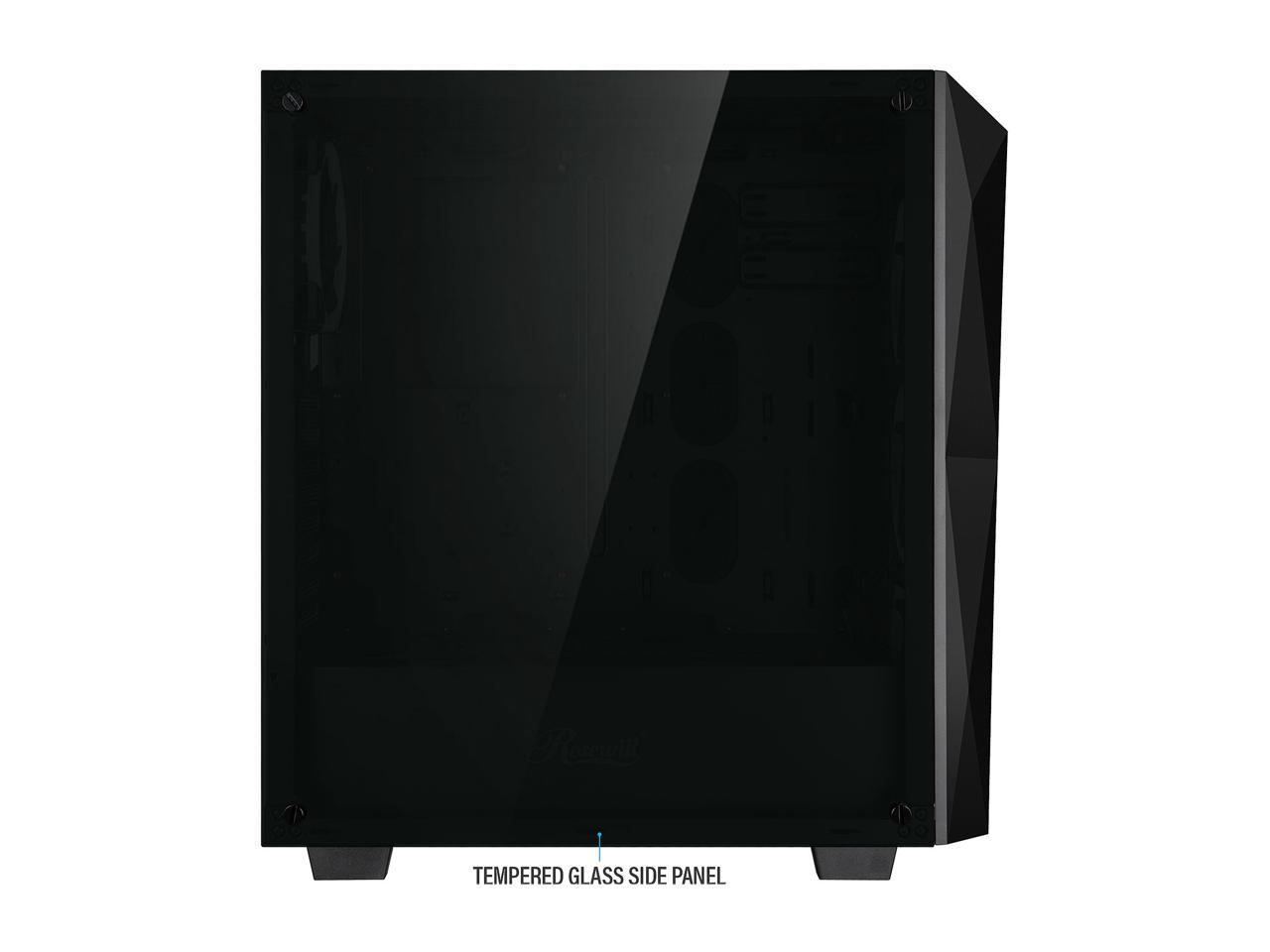 Rosewill ATX Mid Tower Gaming PC Computer Case with Front Mesh Ventilation, Tempered Glass/Steel, Includes 4 x 120mm RGB LED Fans, 240mm AIO Liquid Cooler up to 360mm Support, USB 3.0 - SPECTRA X