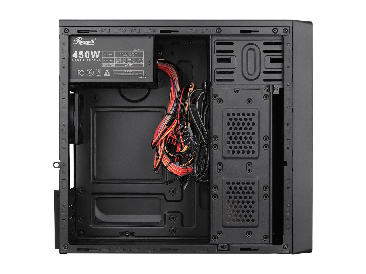 Rosewill SRM-01B-450 Micro ATX Mini Tower Desktop PC Computer Case with Pre-Installed 450W PSU, 80mm Case Fan, USB 3.0