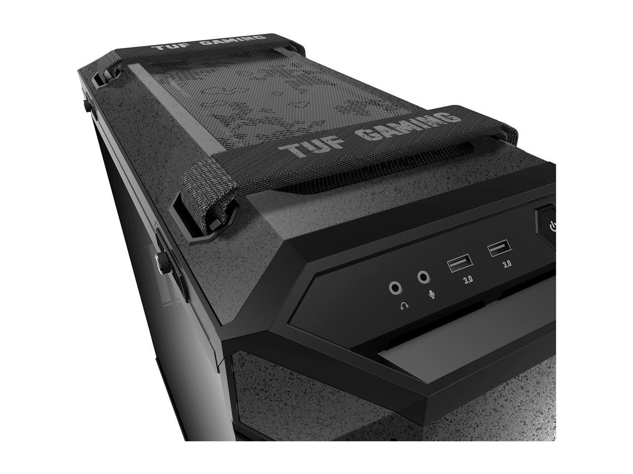 ASUS TUF Gaming GT501 Mid-Tower Computer Case for up to EATX Motherboards with USB 3.0 Front Panel, Smoked Tempered Glass, Steel Construction, and Four Case Fans (GT501/GRY/WITH HANDLE)