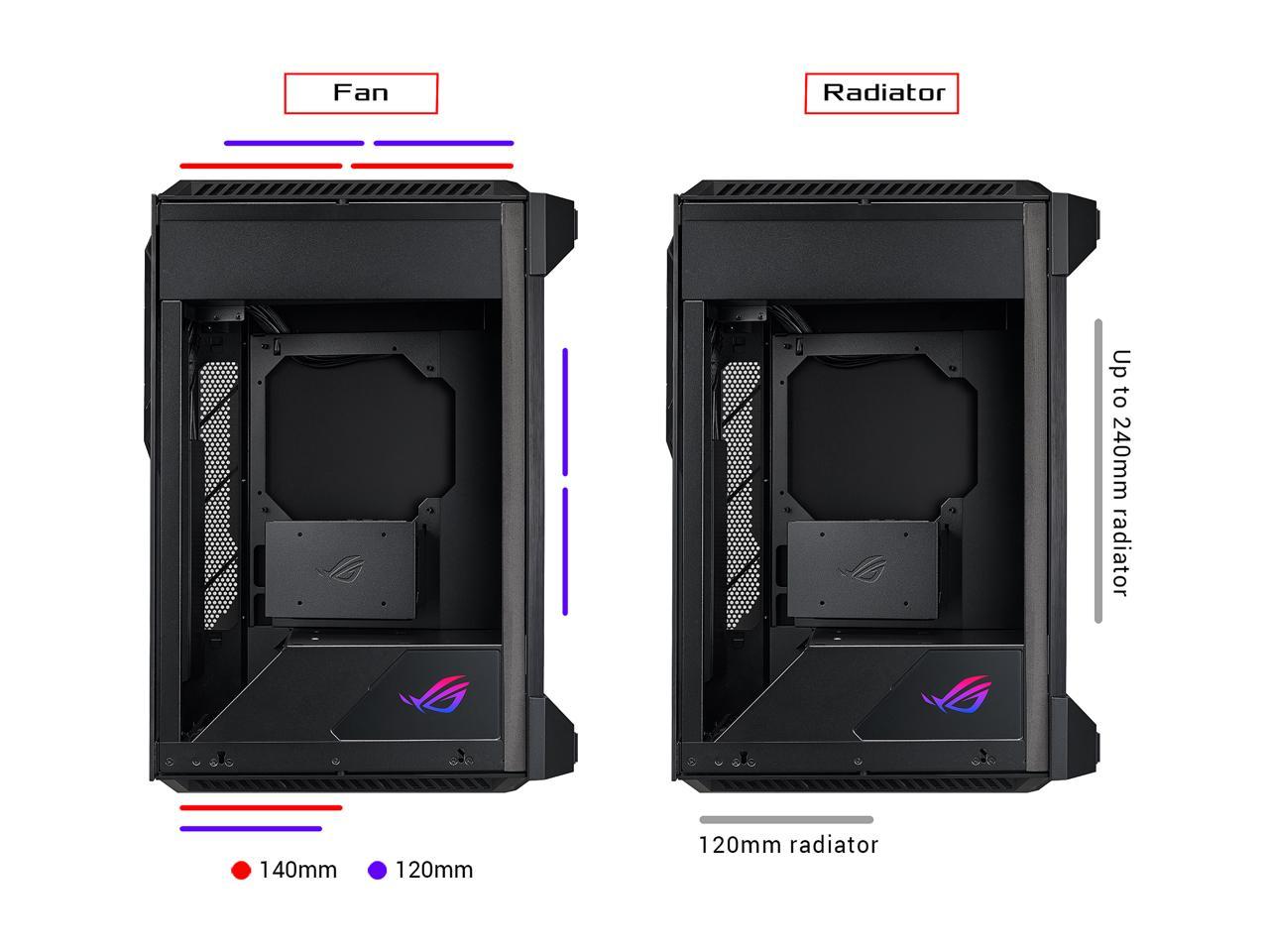 ASUS ROG Z11 Mini-ITX/DTX Mid-Tower PC Gaming Case with Patented 11° Tilt Design, Compatible with ATX Power Supply or a 3-Slot Graphics, Tempered-glass Panels, Front I/O USB 3.2 Gen 2 Type-C, Two USB 3.2 Gen 1 Type-A and ARGB Control Button