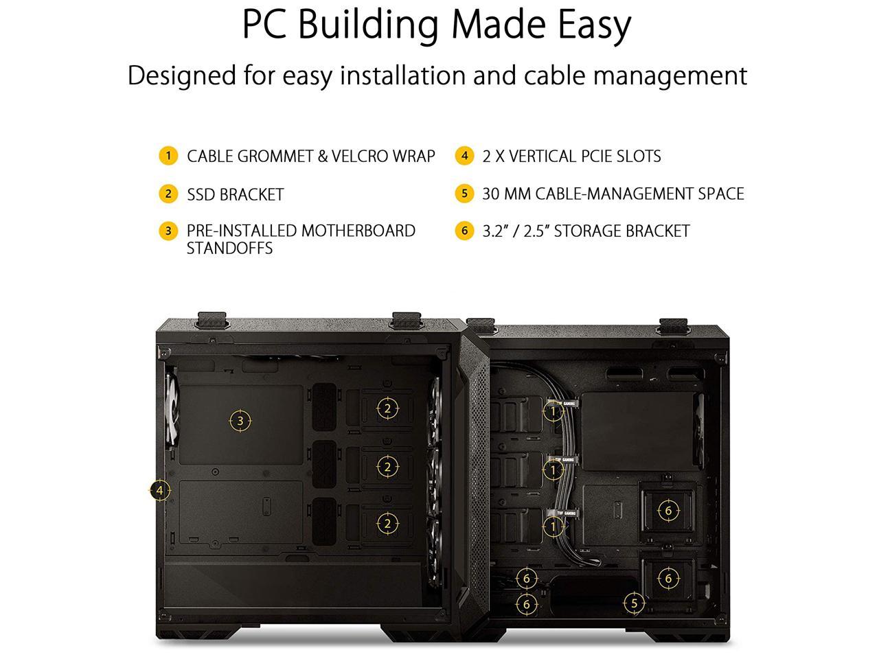 ASUS GT501 TUF GAMING CASE/YEL/HANDLE 90DC0015-B48000 Yellow Steel / Zinc Alloy / Tempered Glass / ABS Plastic ATX Mid Tower Computer Case, Demon Slayer Edition