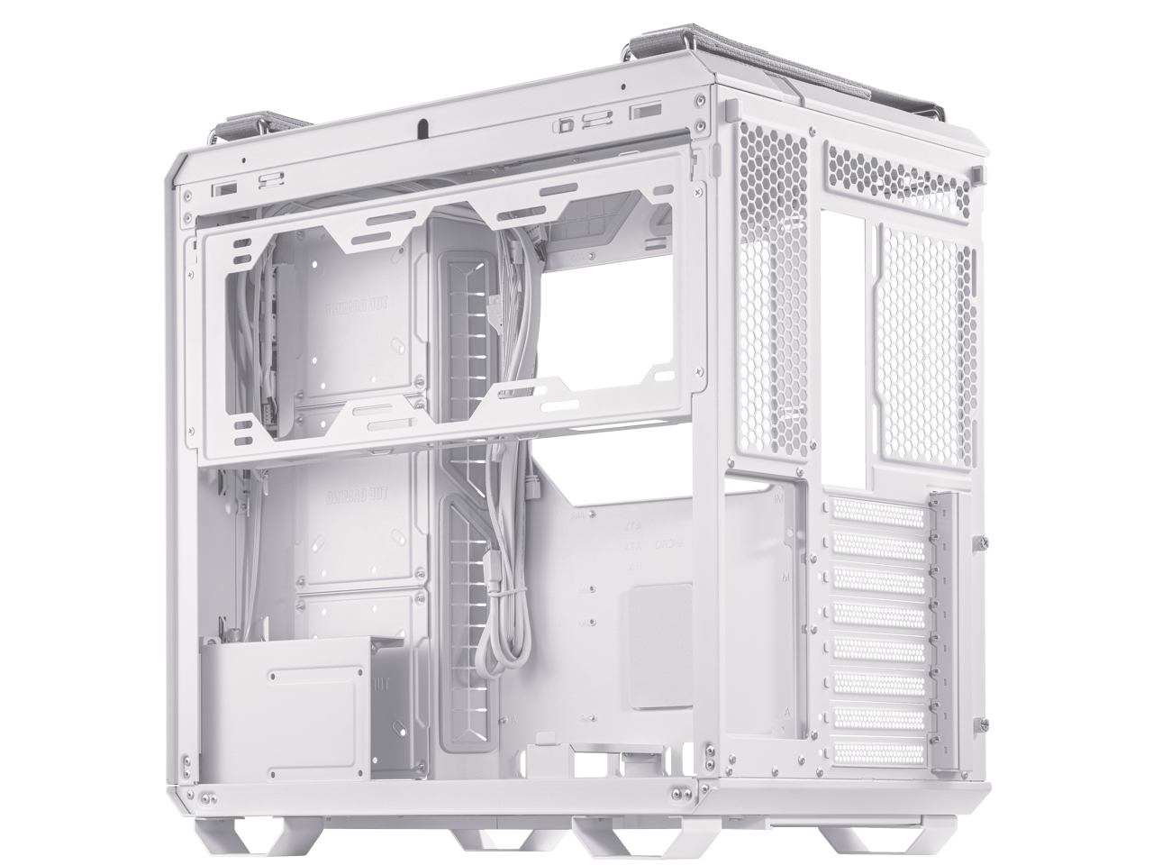 ASUS TUF Gaming GT502 White ATX Mid-Tower Computer Case with Front Panel RGB Button, USB 3.2 Type-C and 2x USB 3.0 Ports, 2- way Graphic Card Mounting Orientation Compatible, 360mm and 280mm Radiator