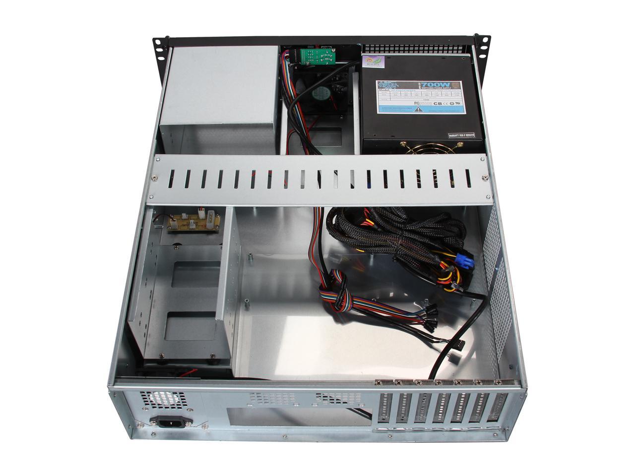 Athena Power RM-3U3046X708 3U Black Rackmount EATX Chassis 4 x 5.25" Drive Bays 700W 80 PLUS BRONZE