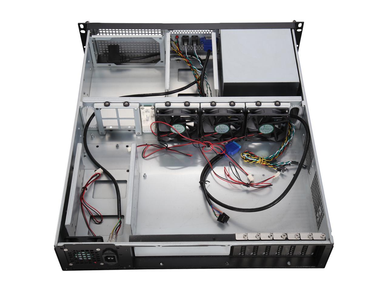 Athena Power RM-2UWIN525 Black 1.2mm SECC 2U Rackmount Server Case PS2 Single (Front) PS3 Single (Front) 1 External 5.25" Drive Bays - OEM