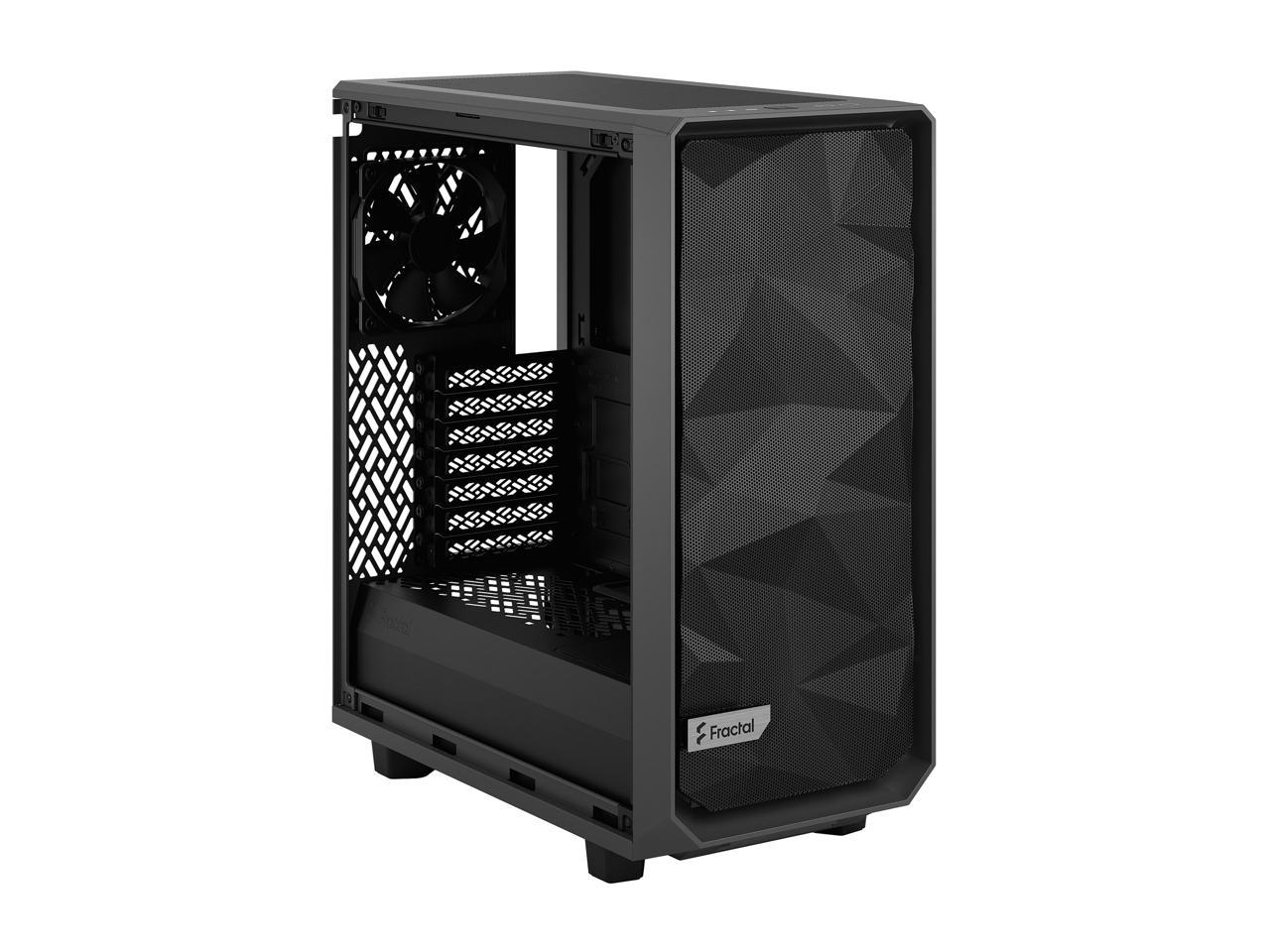 Fractal Design Meshify 2 Compact Gray ATX Flexible High-Airflow Light Tinted Tempered Glass Window Mid Tower Computer Case, FD-C-MES2C-04