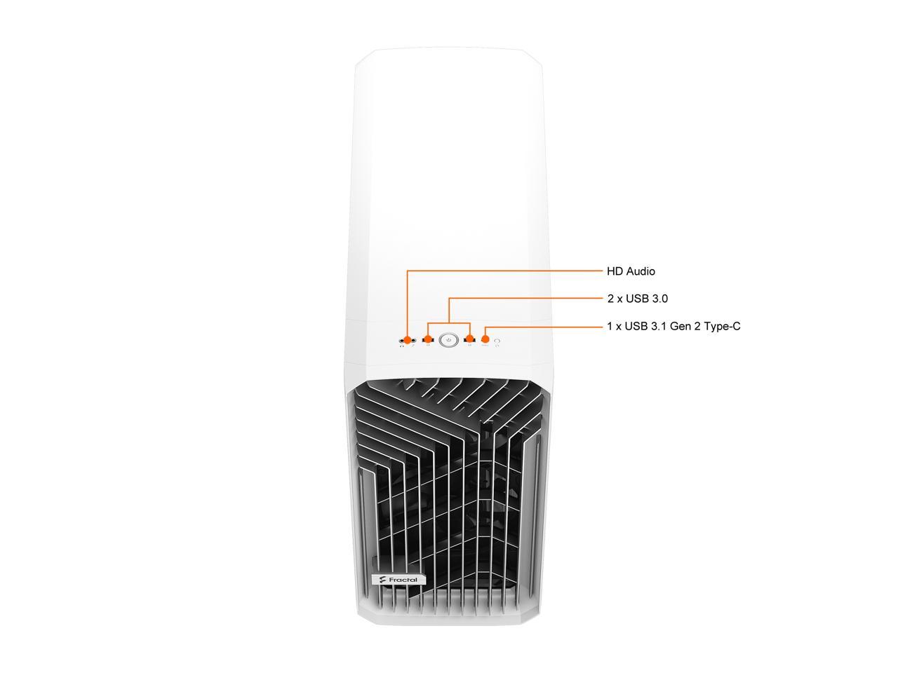 Fractal Design Torrent White E-ATX Tempered Glass Window High-Airflow Mid Tower Computer Case
