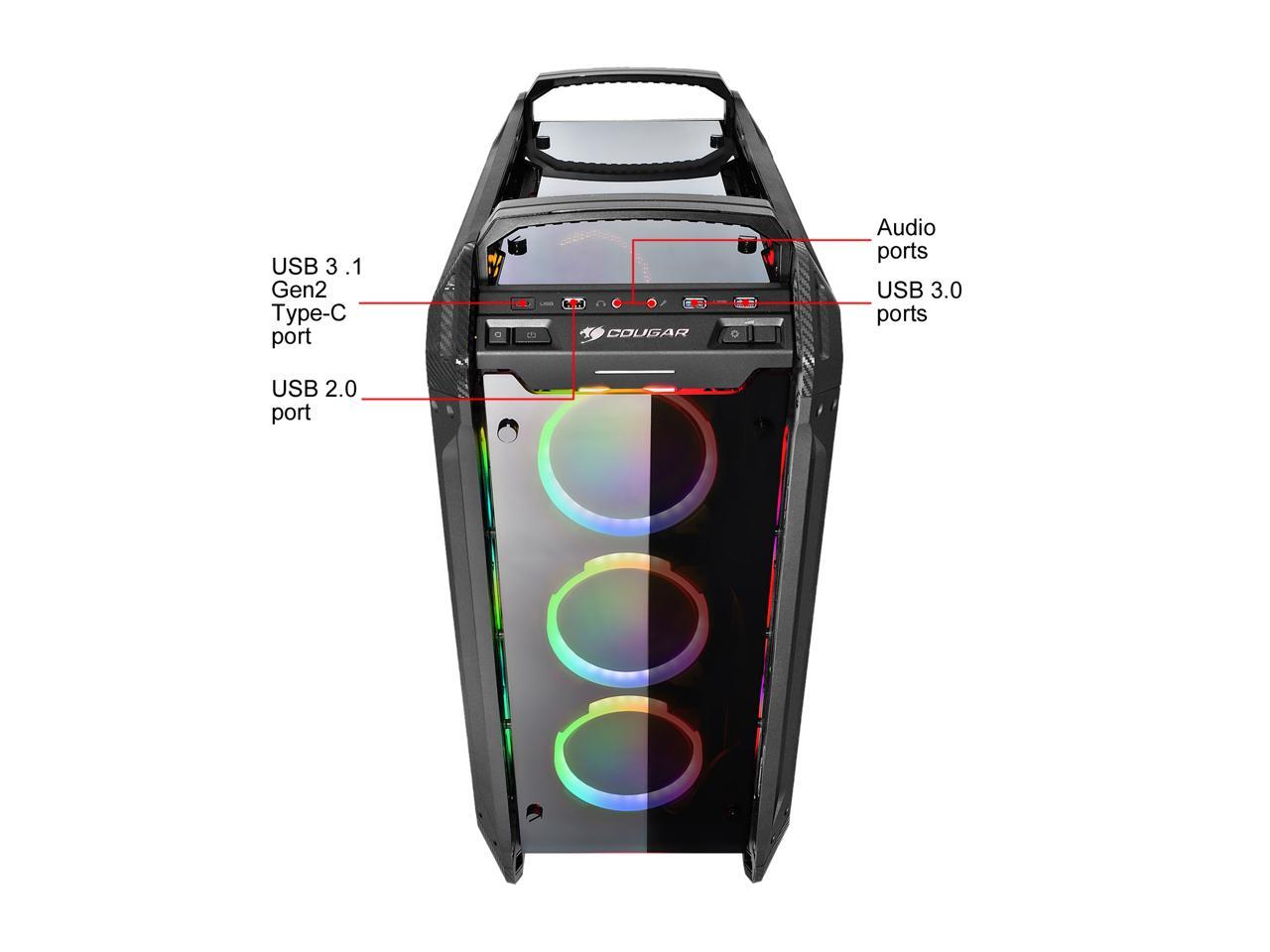 COUGAR Panzer Evo RGB Black ATX Full Tower RGB LED Gaming Case with Remote