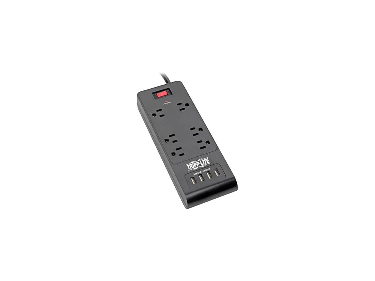 TRIPP LITE TLP664USBB 6.0 Feet 6 Outlets 1800 Joules Surge Protector - Black