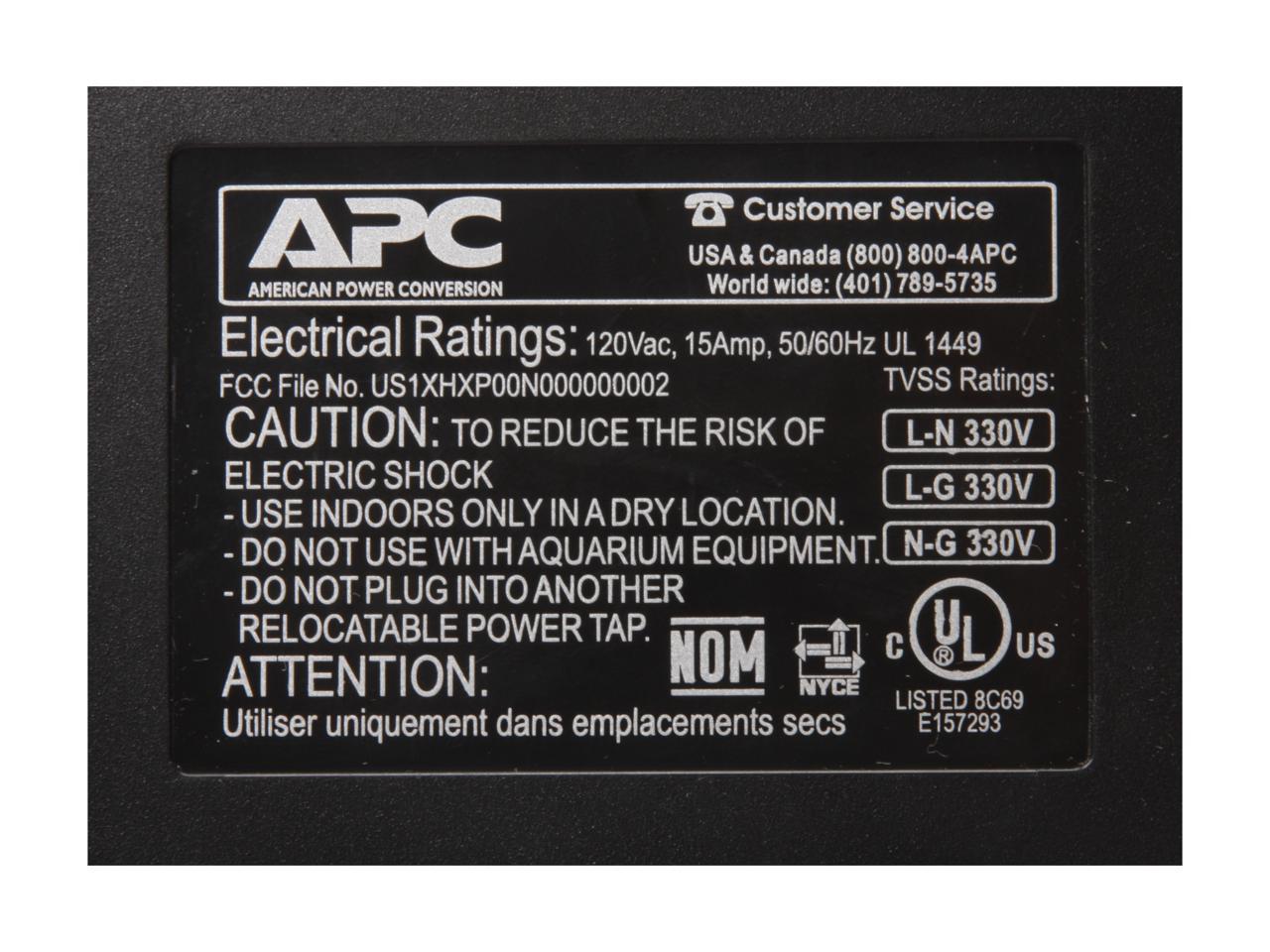 APC P11VT3 8 Feet 11 Outlets 3020 Joules Performance SurgeArrest 11 Outlets with Tel2 / Splitter and Coax Jacks