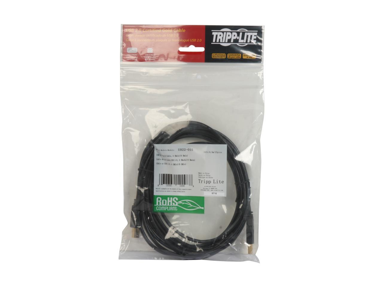 Tripp Lite U022-015 Black USB 2.0 Hi-Speed A/B Cable (M/M)