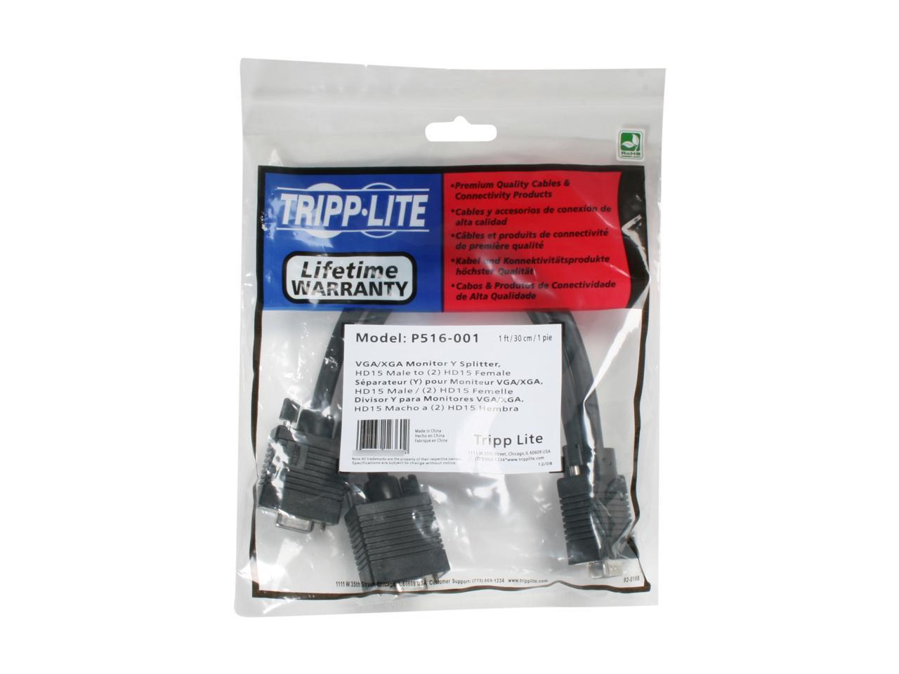 Tripp Lite P516-001 1 ft. VGA / XVGA Splitter Cable HD15M to 2 x HD15F