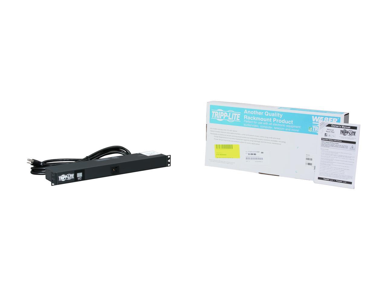 Tripp Lite Metered PDU, 15A, 13 Outlets (5-15R), 120 V, 5-15P, 100-127 V Input, 15 ft. Cord, 1U Rack-Mount Power (PDUMH15)